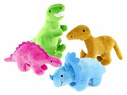 Giftable World Metropawlin Pet 9 Inch Plush Pet Toy 4 Assorted Dinosaurs With Squeakers Dog Chew Toy