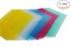 25 Pack L-type Clear Document Folder Copy Safe Project Pocket Us LETTER A4 Size In 5 Assorted Colors Plastic Paper Jacket Sleeves In Project Folders
