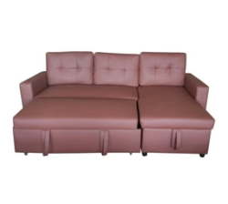 Sleeper Couch Sofa Bed With Storage Corner Sofa - Pu Red Brown