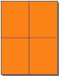 400 Label Outfitters Quarter Sheet 4.25" X 5.50" Fluorescent Neon Orange Labels