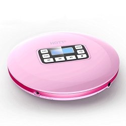 Hott CD611 Portable Cd Player With LED Display Anti-skip Protection Shockproof Function Personal Compact Disc Cd Walkman With Headphone Jack And Power Adapter Pink