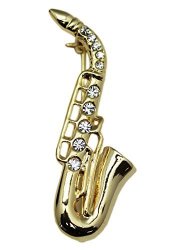 Rhinestone Embedded Alto Saxophone Pin