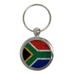 South Africa Flag Crackled Design Round Keychain