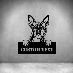 BOSTON Terrier With Custom Text - 450MM Matt Silver