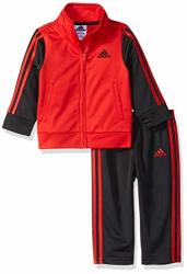 Adidas Baby Boys Colorblock Tricot Tracksuit 2-PIECE Set Icon Scarlet black 18 Months