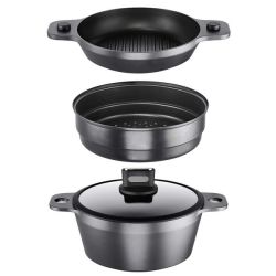 Set: Pan saucepan + Pot + Colander steamer + Lid - Pepe Multi-pot