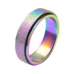 Rainbow Glitter Spinner Ring - 9 Us