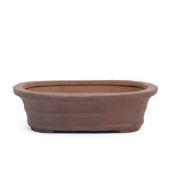 Assorted Unglazed Budget Quality Bonsai Pots 15 X 13 X 4.5cm - Unglazed Oval Banded Bonsai Pot
