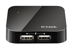 DLite Press D-link 4-PORT USB 2.0 Hub Including 4 Fast Charging Ports MINI USB 2.0 Port And 5V 2.5A Power Adapter DUB-H4