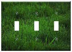 Switch Plate Triple Toggle - Grass Dew Fresh Garden Green Nature Water