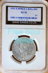 1935 2 Shillings Sangs Graded Au 50 - Catalogue Value R10 000.00