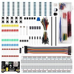 Lafvin Electronics Fun Kit With 830 Tie-points Breadboard Power Supply Jumper Wires Resistors LED Compatible With Arduino R3 MEGA2560 STM32 Raspberry Pi