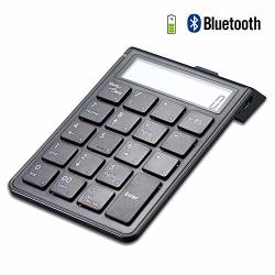 Proodi Chargeable Bluetooth Numeric Keypad And Calculator 2-IN-1 Wireless Number Pad Keyboard With 12-DIGIT Lcd Display For Laptop Computer Apple Windows Os Mac Os