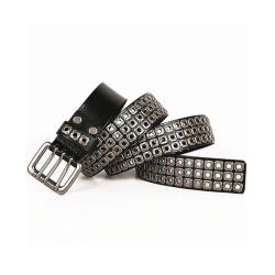 Stylish Black Studded Belt Italian Full Grain Leather