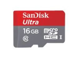 SanDisk 16GB Microsdhc Memory Card Ultra Class 10 Uhs-i With Microsd Adapter Retail Box 1 Year Warranty Product Overviewthe 16GB Microsdhc Memory Card
