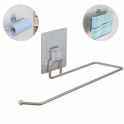 Paper Towel Holder - Brushed 304 Stainless Steel Self Adhesive Wall Mount Towel Bar For Kitchen Bathroom Toilet Under Cabinet Garage Laundry Pantry- No Drilling 13.2"