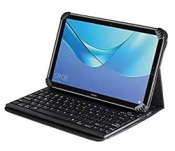 Navitech Folding Leather Folio Case Cover & Stand With Removable Bluetooth Keyboard Compatible With The Huawei Mediapad 10 MEDIAPAD 10 Link mediapad 10 Link+ mediapad 10 Link Fhd