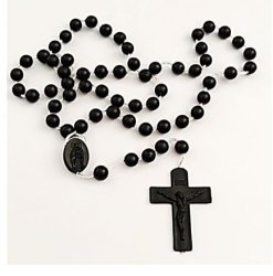Black Frosted 8MM Plastic Rosary