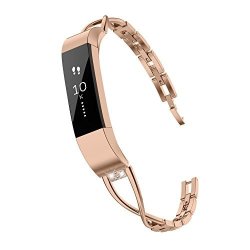 Toyouths Compatible With Fitbit Alta Bands And Fitbit Alta Hr Bands Rhinestone Replacement Bands Accessories Straps Wrist Bands For Women Rose Gold