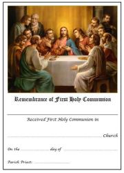 1ST Holy Communion Certificate - Last Supper