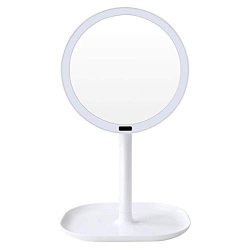 Wmm-makeup Mirror Makeup Mirror With Light led Lamp Mirror vanity Mirror With Lights magnifying Round Makeup Mirror Cosmetic Desk Free Standing Portable Color : White
