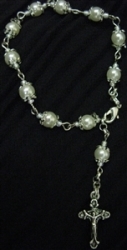 Faux White Pearl One Decade Bracelet Rosary