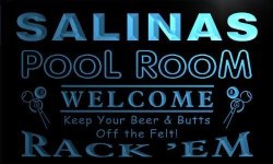 PY2210-B Salinas Pool Room Rack 'em Welcome Bar Beer Neon Light Sign