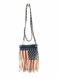 American Flag texas Flag MINI Rhinestone Messenger Bag Waist Purse Short Should Side Handbag In Multi Colors Fringe Flag
