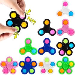 Goheyi Push Pop Bubble Pop Fidget Spinner Toys 10 Pack 2 In 1 Fidget Spinners Pop Toy Simple Popping Spinners Fidget Popper Toys For