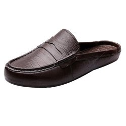 Sunbona Men Summer Fashion Solid Anti-slip Casual Half Slipper Sandals Flat With Loafers Indoor &outdoor Size:l US:7-8 Brown