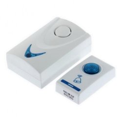 Zhishan 304d Wireless Digital Remote Control Doorbell - White + Translucent Blue