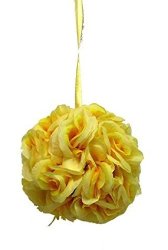 Decorland 9 Inch Rose Kissing Ball Wedding Centerpiece Silk Flower Pew Bows Decor Pomander