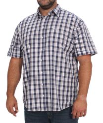 Mens Short Sleeve Check Shirt - 10XL Brwn wht