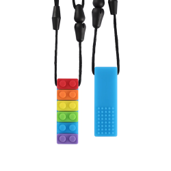 Sensory Chewable Necklace Rainbow Brick - Blue
