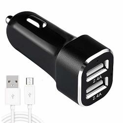 MINI Car Charger 4.8A Dual Port Car Charger Adapter With 6FT Micro USB Charger Cable Charging Cord Compatible With Samsung Galaxy S6 S7 Edge