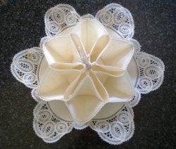 Vintage Linen And Tape Lace Bread Roll Holder