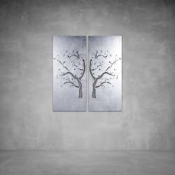 Mirror Tree Wall Art - 800 X 800 X 20 Matt Silver Outdoor With Leds