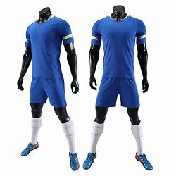 Buy-to Football Kits Men Soccer Jerseys Sets Uniforms Training Shirts Short Suit Diy Name Number Blue M