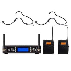 Uhf Dual Wireless Headset Microphones System Micro Cravate For School Church Meeting Speech Party