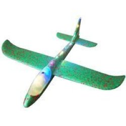 Glider Throw Foam Airplane With Lights Green