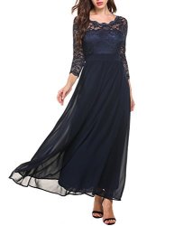 Womens Justrix Floral Lace 2 3 Sleeves Long Formal Evening Maxi Dress