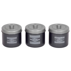 3 Piece Canister Set Silver And Charcoal