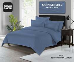 Simon Baker 300TC 100% Egyptian Cotton Fitted Sheet Standard French Blue Various Sizes - Queen Xd - 152CM X 190CM X 40CM French Blue
