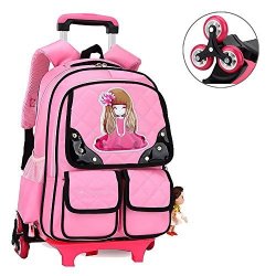 Higogogo New Trolley Hand Luggage School Bag Removable Hand Trolley Hand Travel Backpack Rolling Schoolbags Good Gift For Children 16" 12"8" 6 Wheels