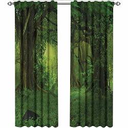Shenglv Nature Curtains To Keep Out Heat Deep Tropical Jungle Trees Foliage In The Woodland Asian Himalayas Meditation Landscape Curtains Nursery W84 X L84