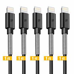 Puridea 1FT Short Iphone Cord Black 5 Pack Short Iphone Charging Cable USB Certified Cable Compatible For Iphone XS Max X 8 7 6S