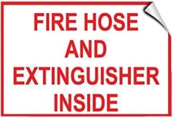 Fire Hose And Extinguisher Inside Hazard Fire Warning Stickers Lable Decal Safety Signs And Stickers Vinyl For House Van Property Car Window 7 Inches X 10 Inches