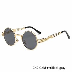 Gothic Steampunk Round Sunglasses Women Men Metal Wrap Eyeglasses Round Sun Glasses Mirror UV400 H