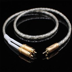 Mca Silver-plated Audio Cable Stereo 3.5MM To 2RCA -0.75M 2.5 Feet Hi Fi For Audiophile Connect Phone MP3 Cd PC To Amplifier