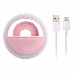 Liaoti Selfie Ring Light Rechargeable Portable Clip-on Selfie Fill Light With 36 LED For Smart Phone Camera. Pink